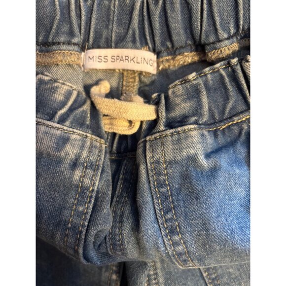 Miss Sparkling Distressed Elastic Waist drawstring Casual Denim Jeans Size Mediu - Picture 8 of 9